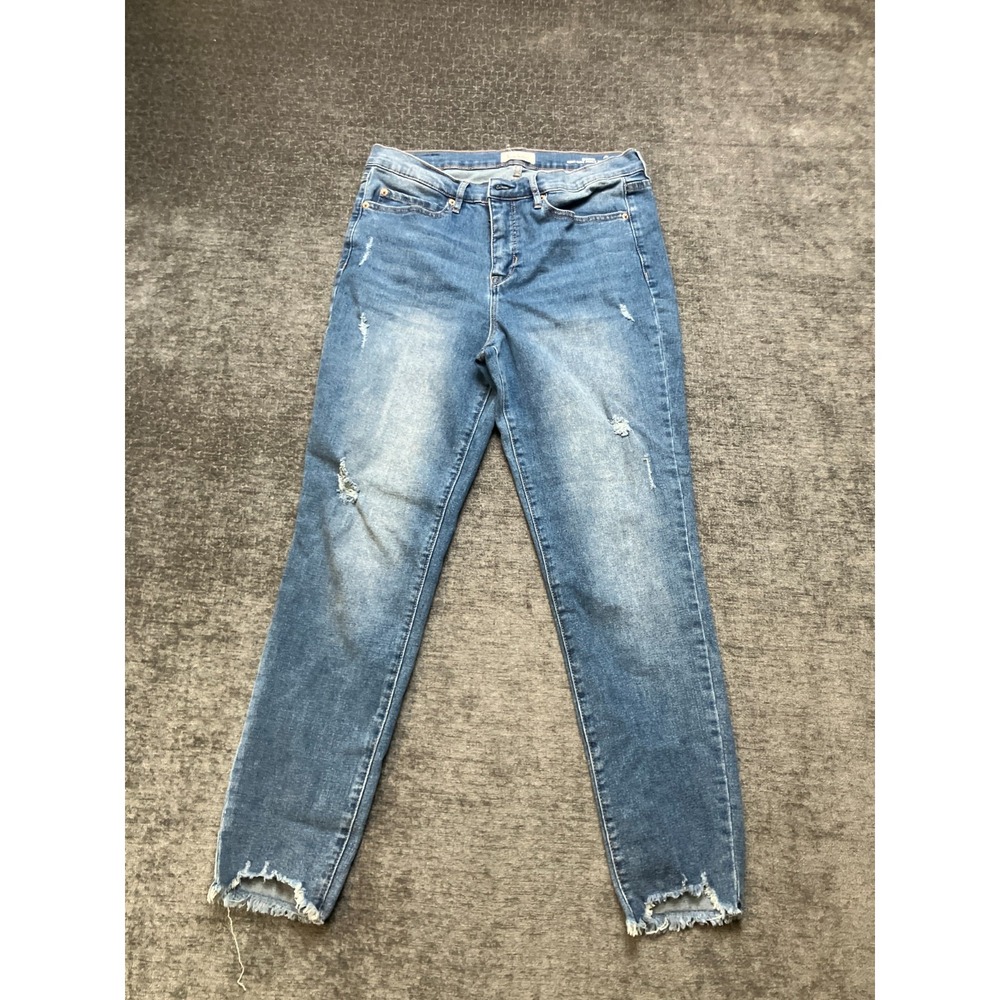 Nicole Miller NY Soho Ankle Skinny Jeans Womens 8 Blue Distressed High Rise